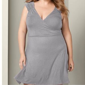Plus Size 2X Gray color Draped Front Dress